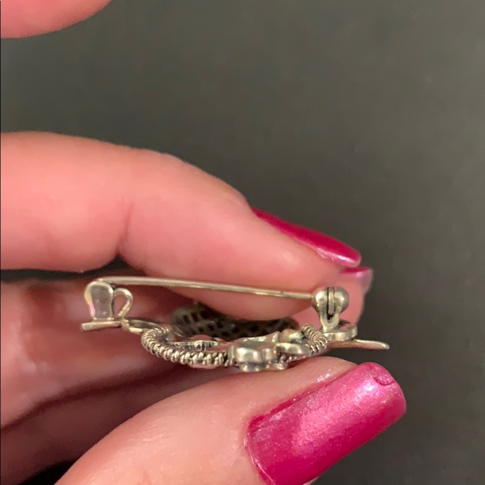 Vintage Sterling Silver Flower Basket Brooch - Picture 9 of 15